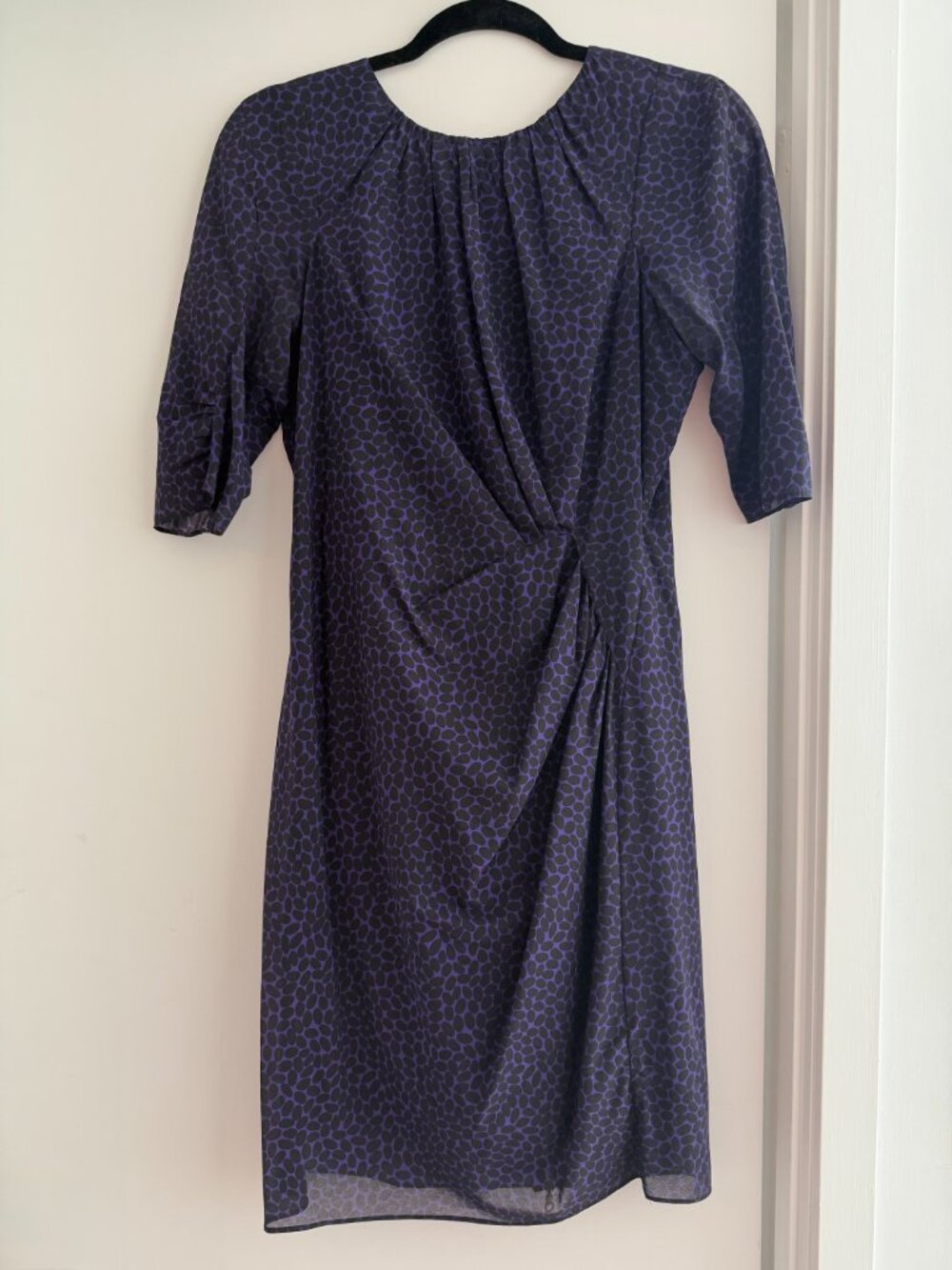 Whistles Purple & Black Silk Dress with Gold Zip – Size 6